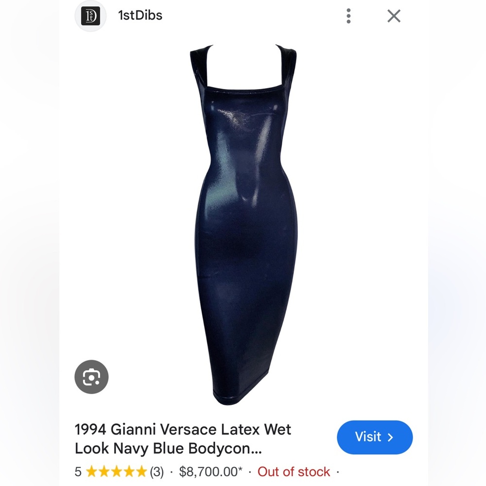 1994 Versace Latex Wet Look Bodycon Dominatrix Dress Kim Kardashian Kylie Jenner